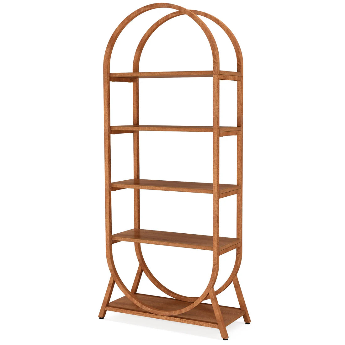 Arched Wood & Metal Display Bookcase