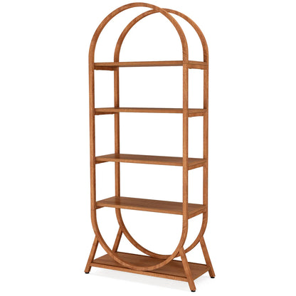 Arched Wood & Metal Display Bookcase