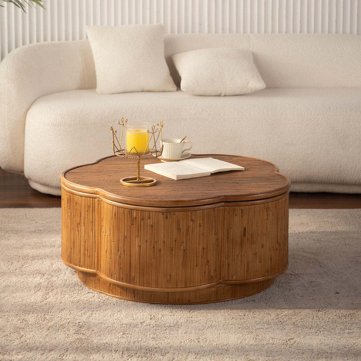 Flora Sculpted Wood Storage Coffee Table