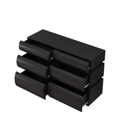 Luna Curved 6-Drawer Dresser, Black