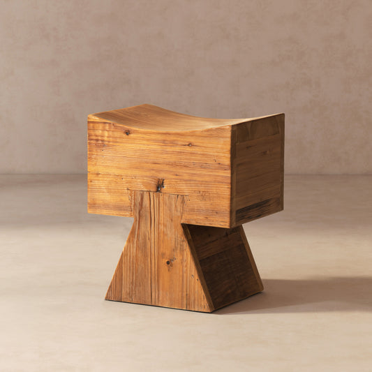 Nico Sculptural Reclaimed Wood Stool