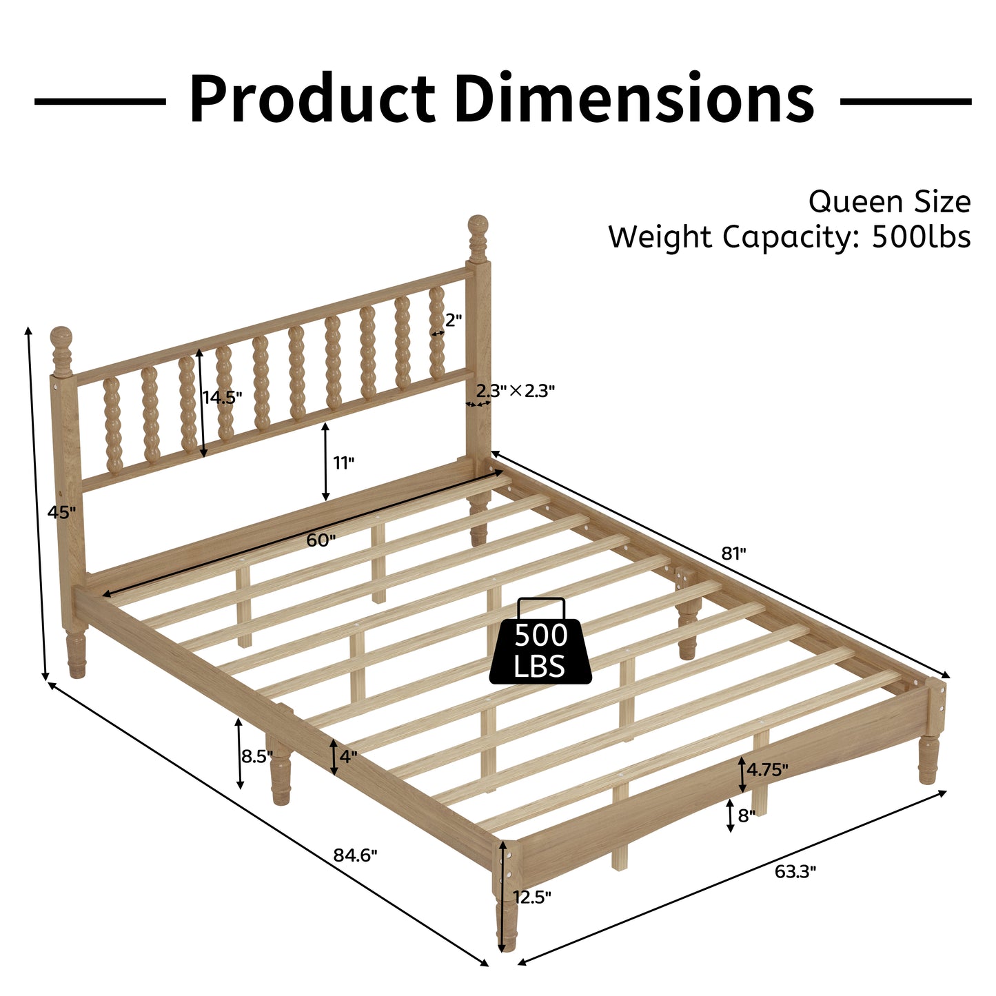Briar Turned-Spindle Platform Queen Bed, Natural