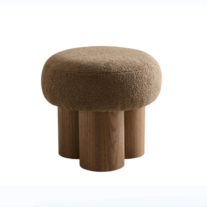 Mushroom Sculptural Bouclé Accent Stool, Brown