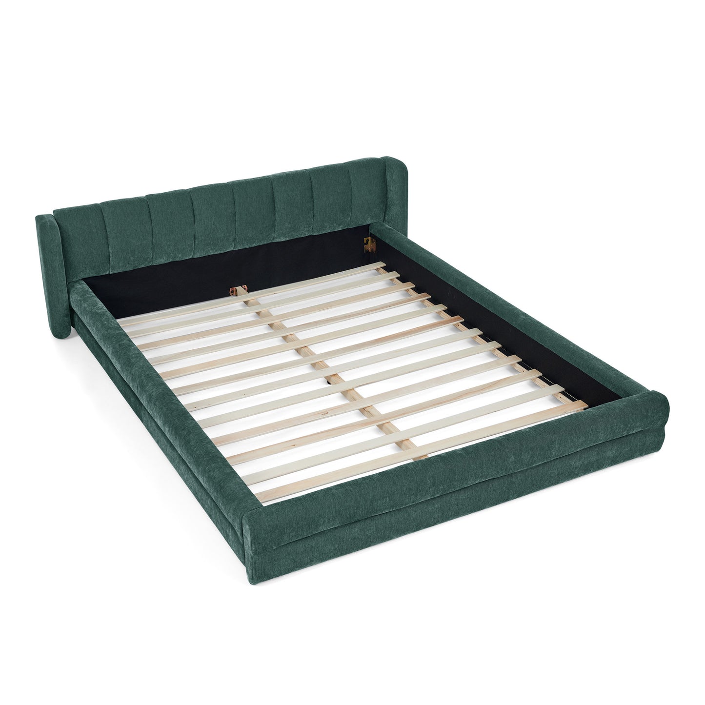 Muse Grounded Upholstered Platform Queen Bed, Dark Teal