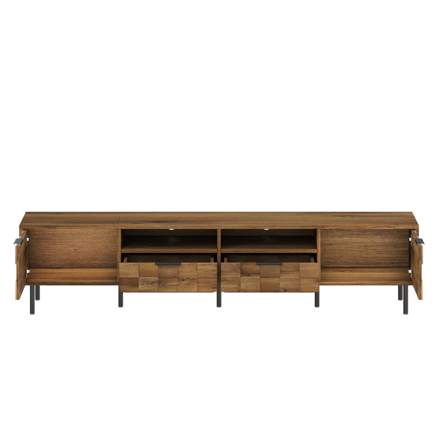 Hollis Parquet Wood Media Console, Natural Finish