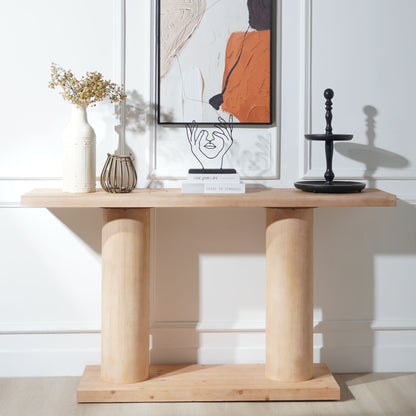 Elora Column Console Table – Natural Wood