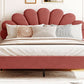 Pearl Velvet Upholstered Platform Queen Bed, Terracotta Red