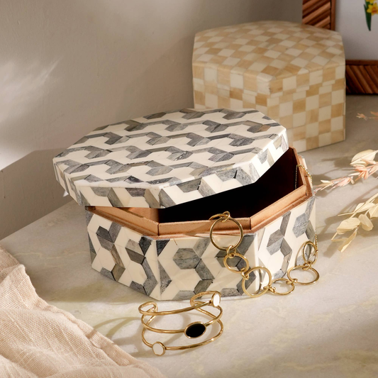 Geometric Bone Inlay Decorative Box