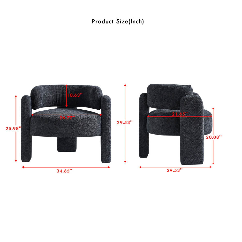 34.65" Amber Accent Chair, Dark Grey