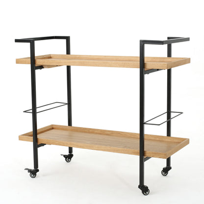 Harlan Industrial Wood & Metal Bar Cart