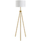 Orion Gold Tripod Floor Lamp with White Drum Shade