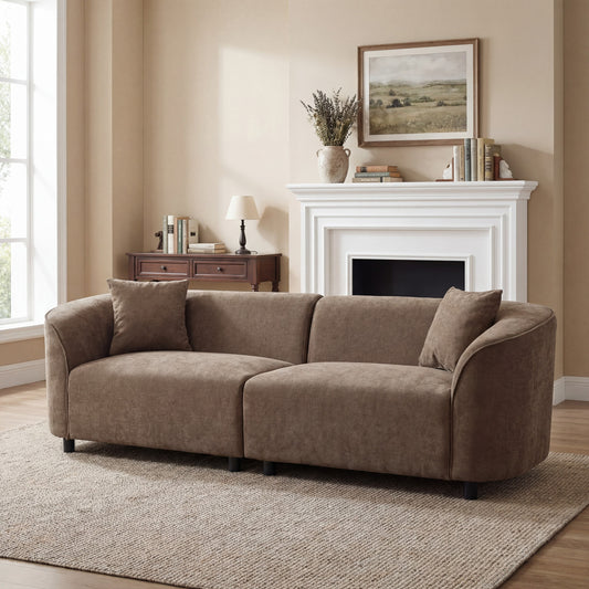 Virelli Curved Contemporary Sofa – Cocoa Brown