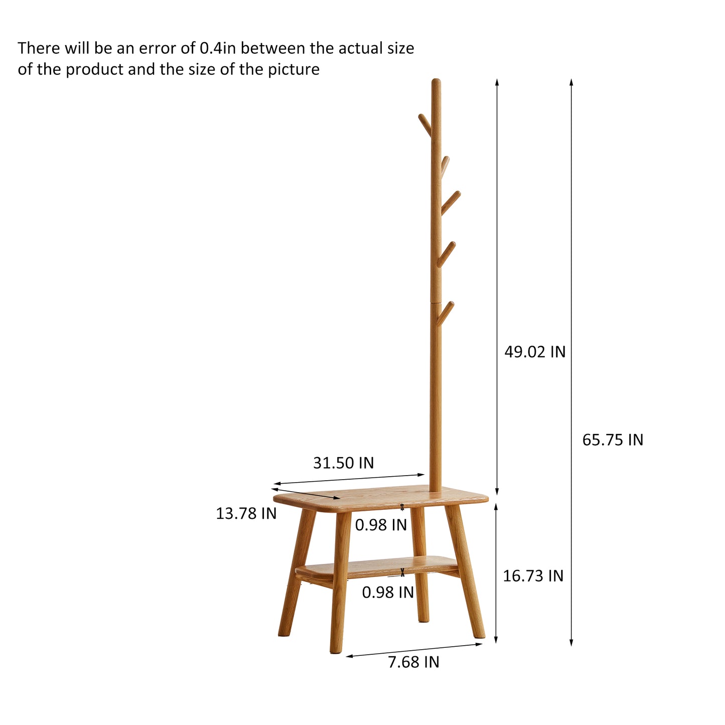 Haven Solid Wood Coat Rack Bench With Shoe Shelf