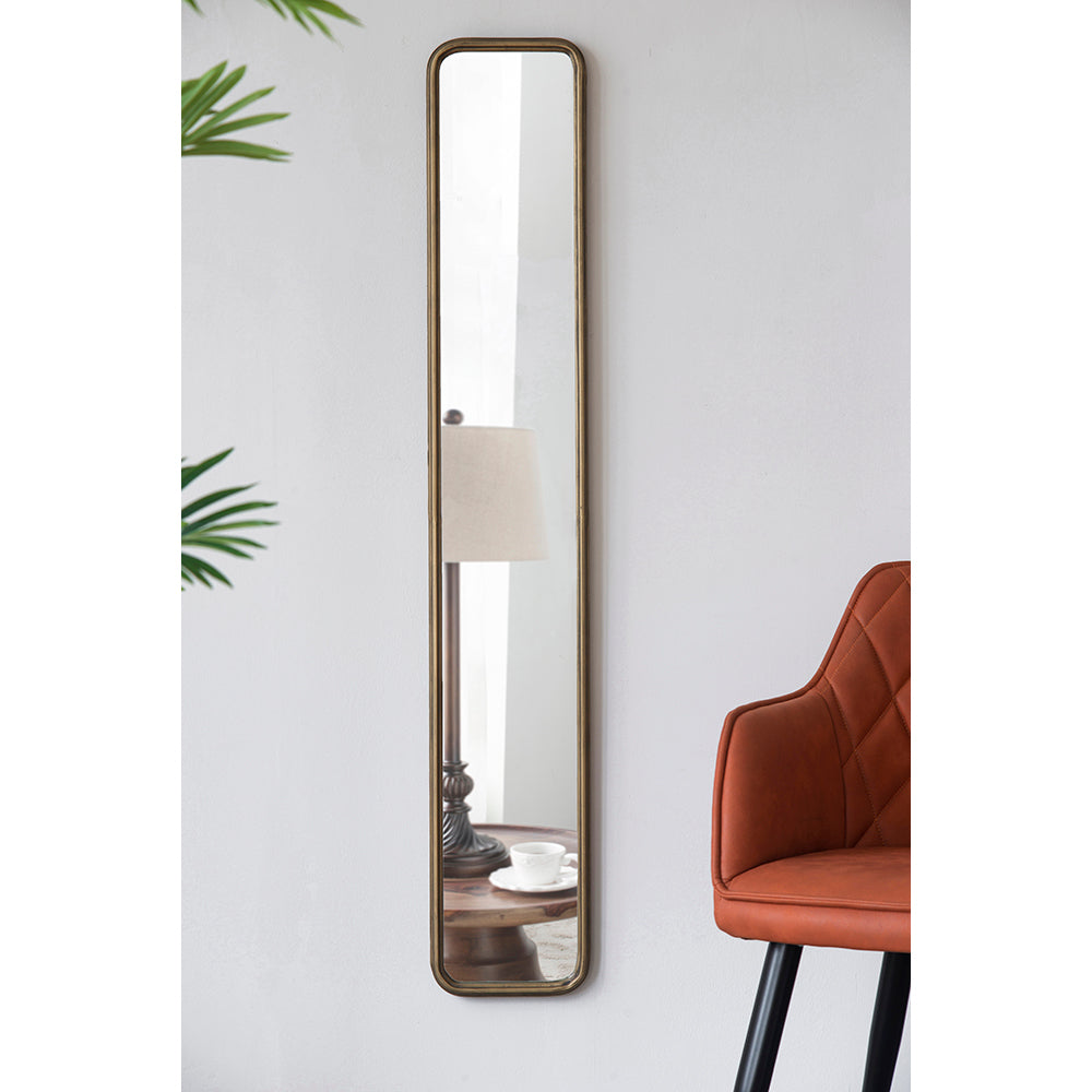 47” Narrow Framed Antique Gold Full-Length Wall Mirror
