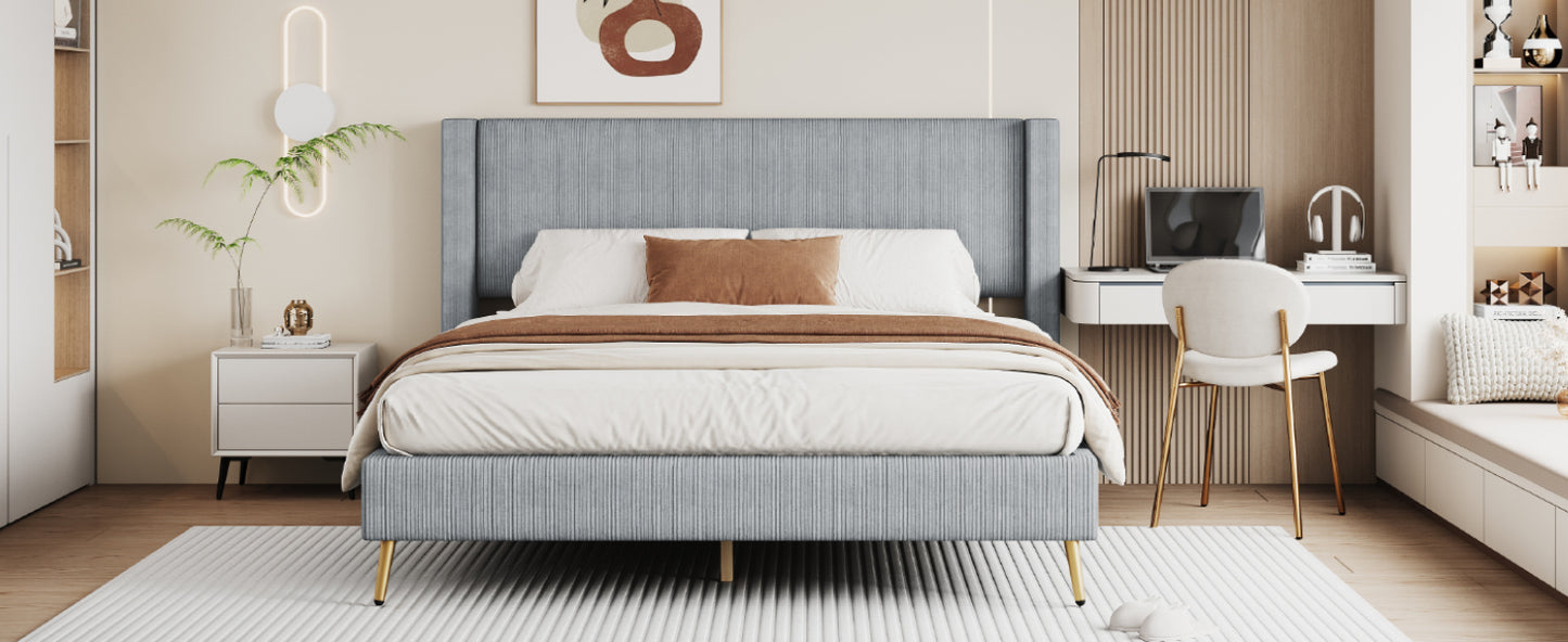 Cory Queen Platform Bed, Gray