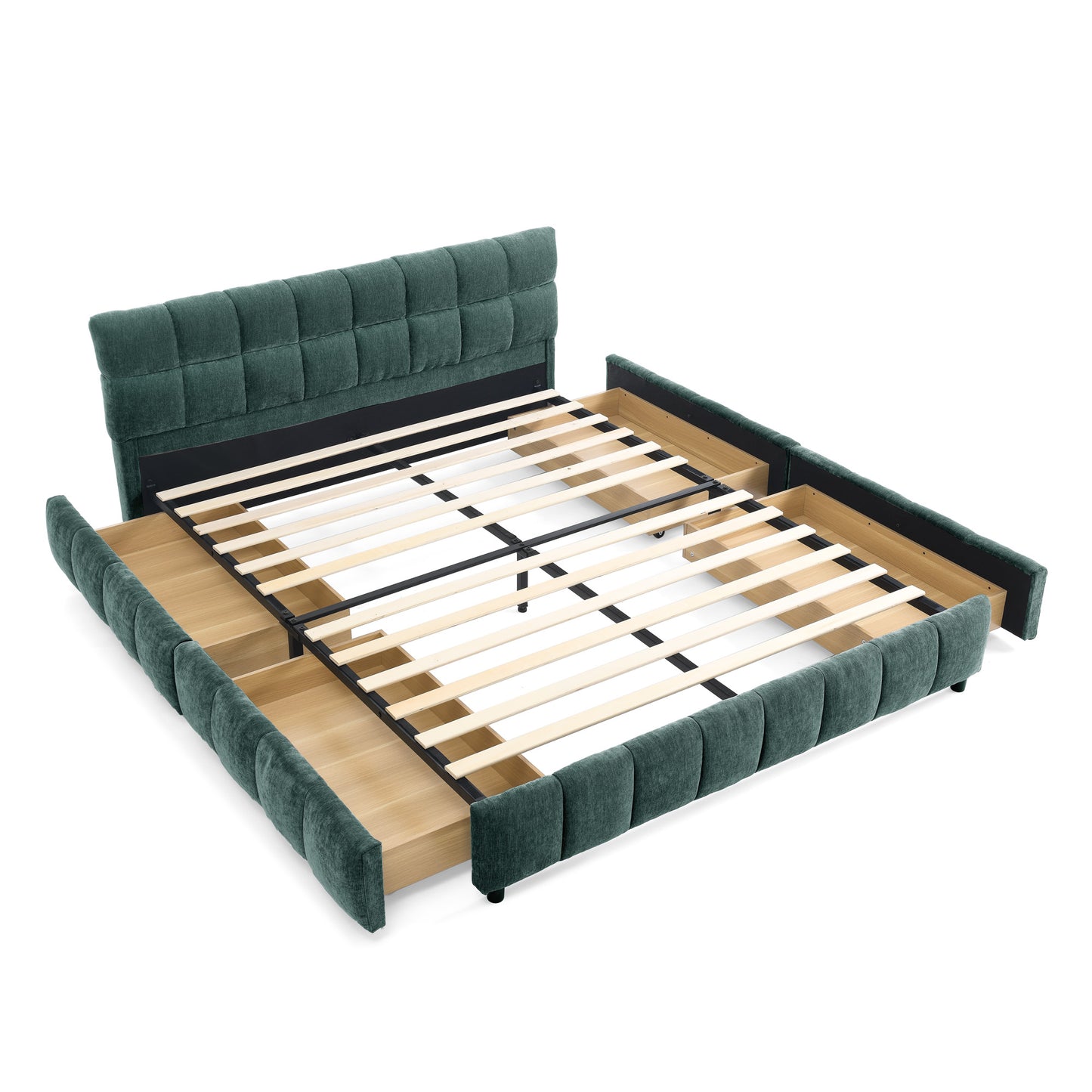 Aria Upholstered Storage Platform Queen Bed, Dark Teal
