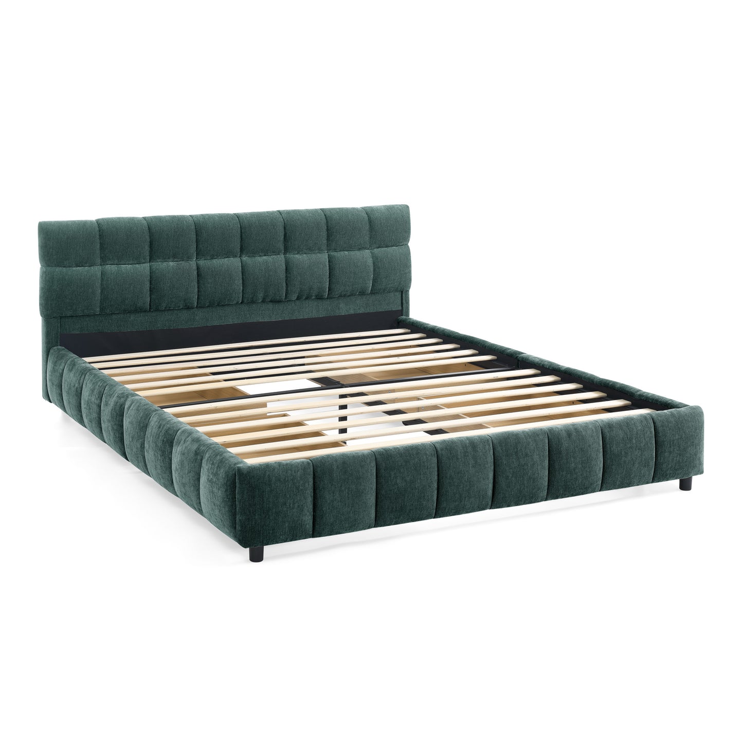 Aria Upholstered Storage Platform Queen Bed, Dark Teal