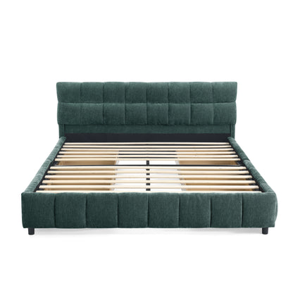 Aria Upholstered Storage Platform Queen Bed, Dark Teal