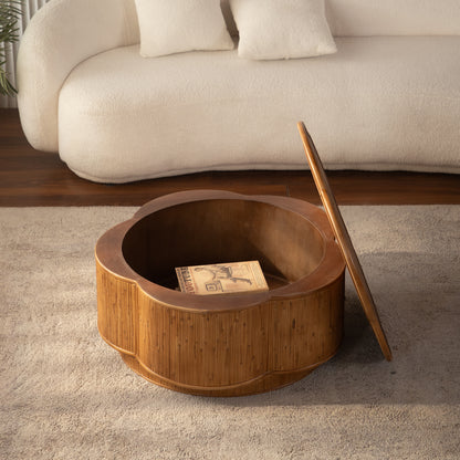 Flora Sculpted Wood Storage Coffee Table