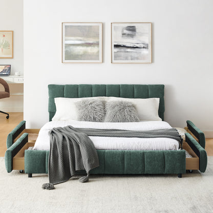 Aria Upholstered Storage Platform Queen Bed, Dark Teal