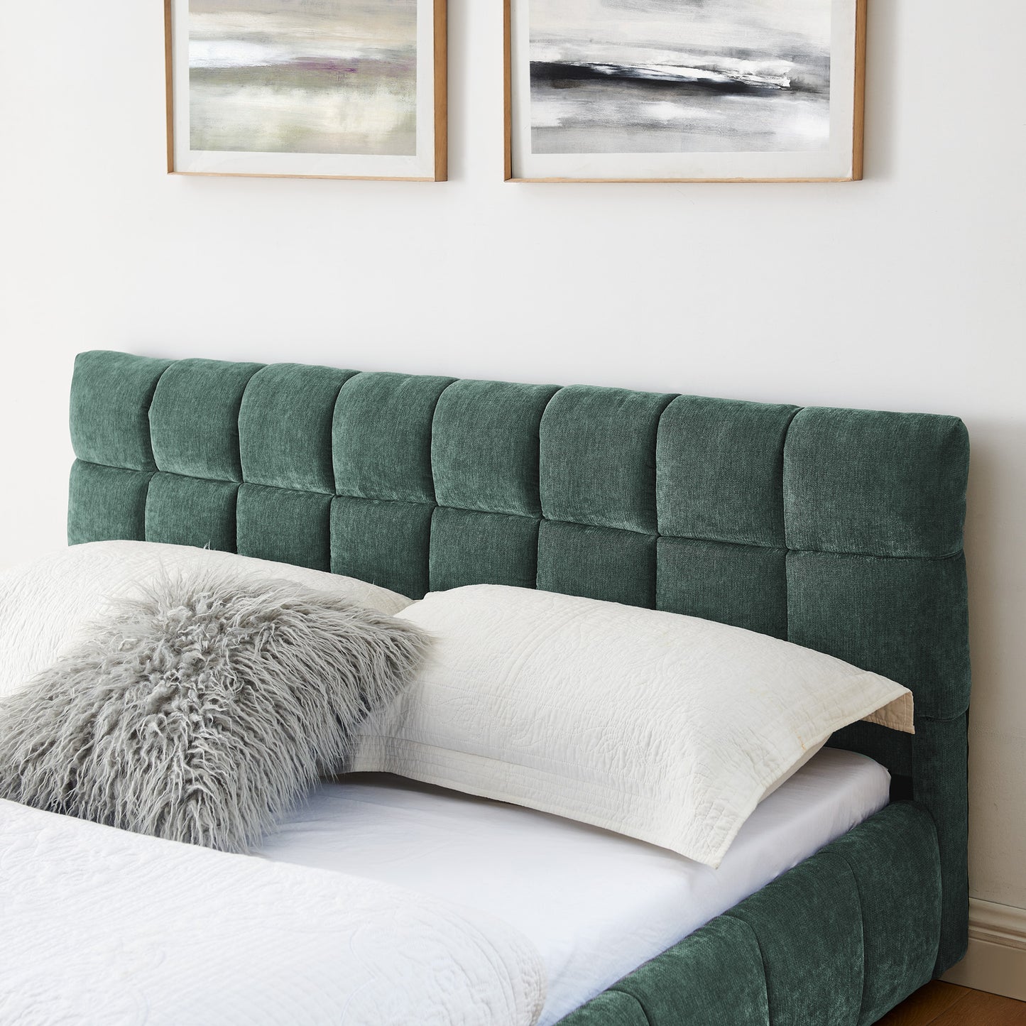 Aria Upholstered Storage Platform Queen Bed, Dark Teal