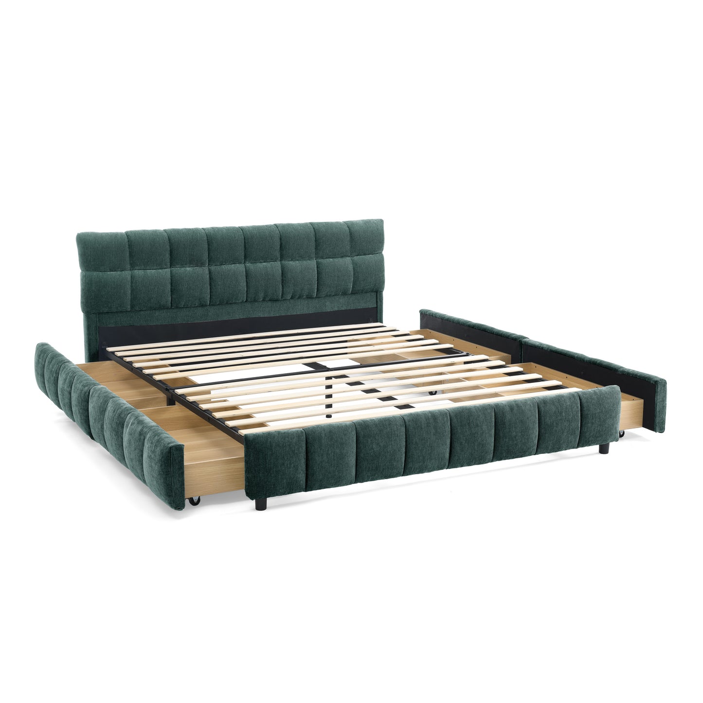 Aria Upholstered Storage Platform Queen Bed, Dark Teal