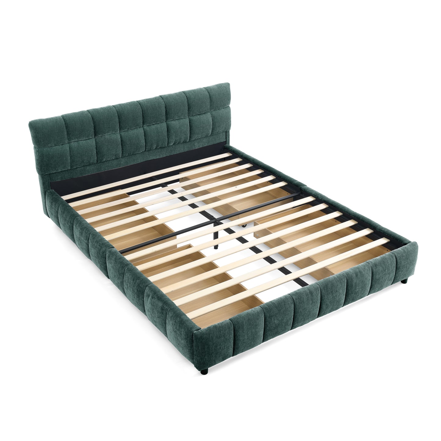 Aria Upholstered Storage Platform Queen Bed, Dark Teal