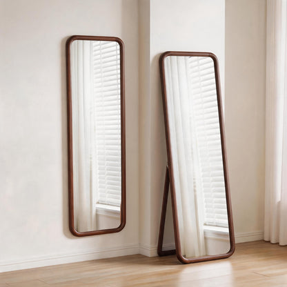 Rounded Wood Full-Length Mirror, Walnut