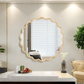Solid Wood Wavy Round Mirror – 42” Natural Finish