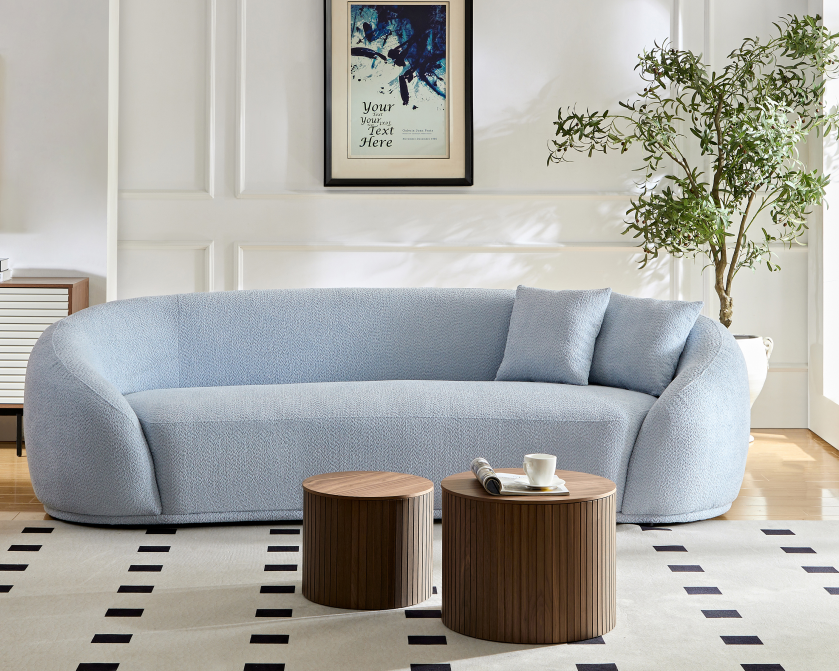 Half Moon Curved Sofa, Sky Blue