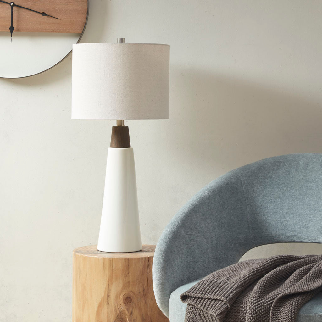 Tristan Ceramic & Wood Table Lamp