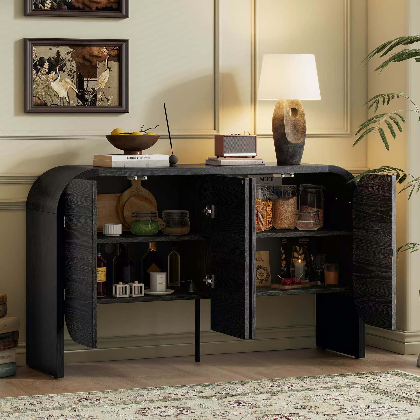 Black Ash Curved Edge Sideboard