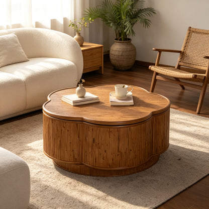 Flora Sculpted Wood Storage Coffee Table