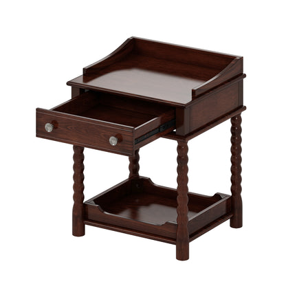 Cali Turned-Leg Nightstand, Walnut Finish