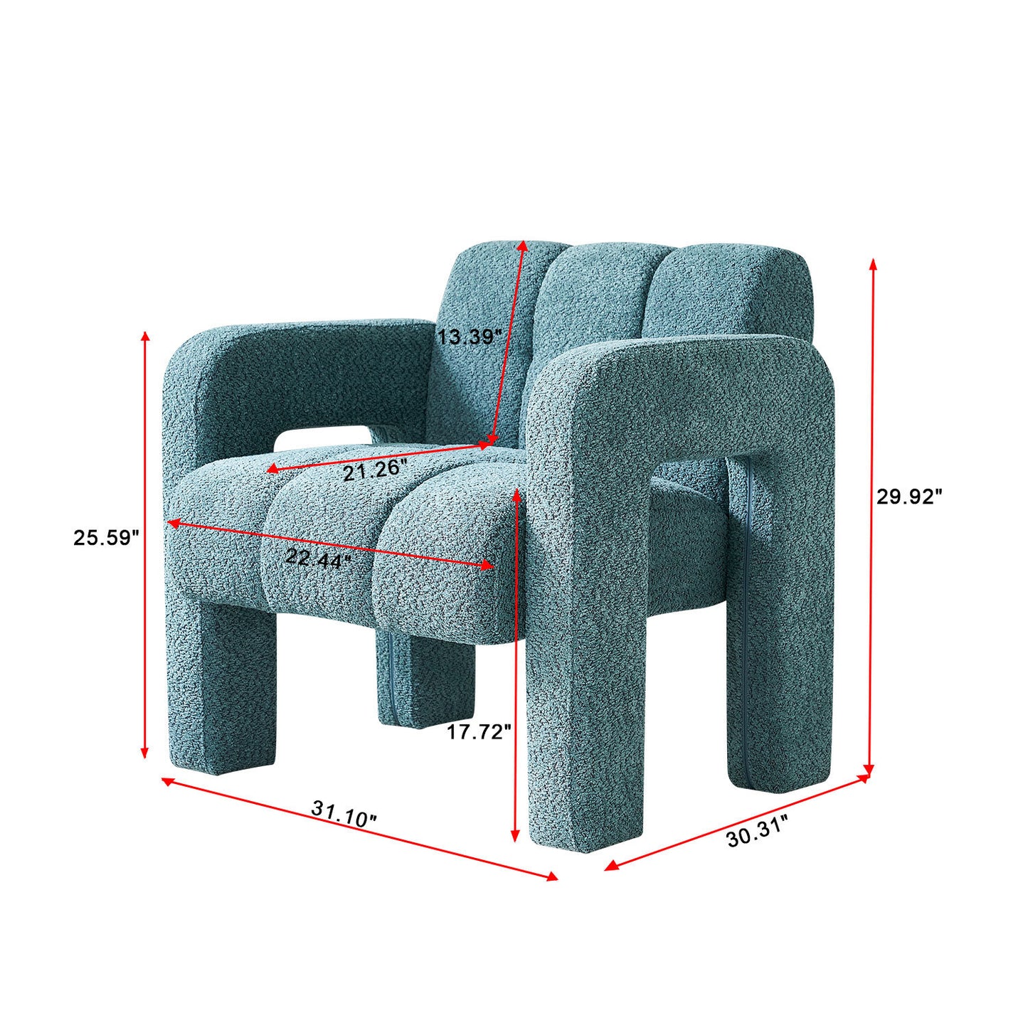 31.10" Wide Boucle Accent Chair, Green