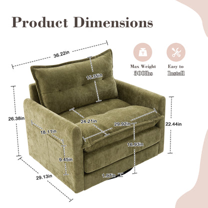 Asher Chenille Swivel Lounge Chair