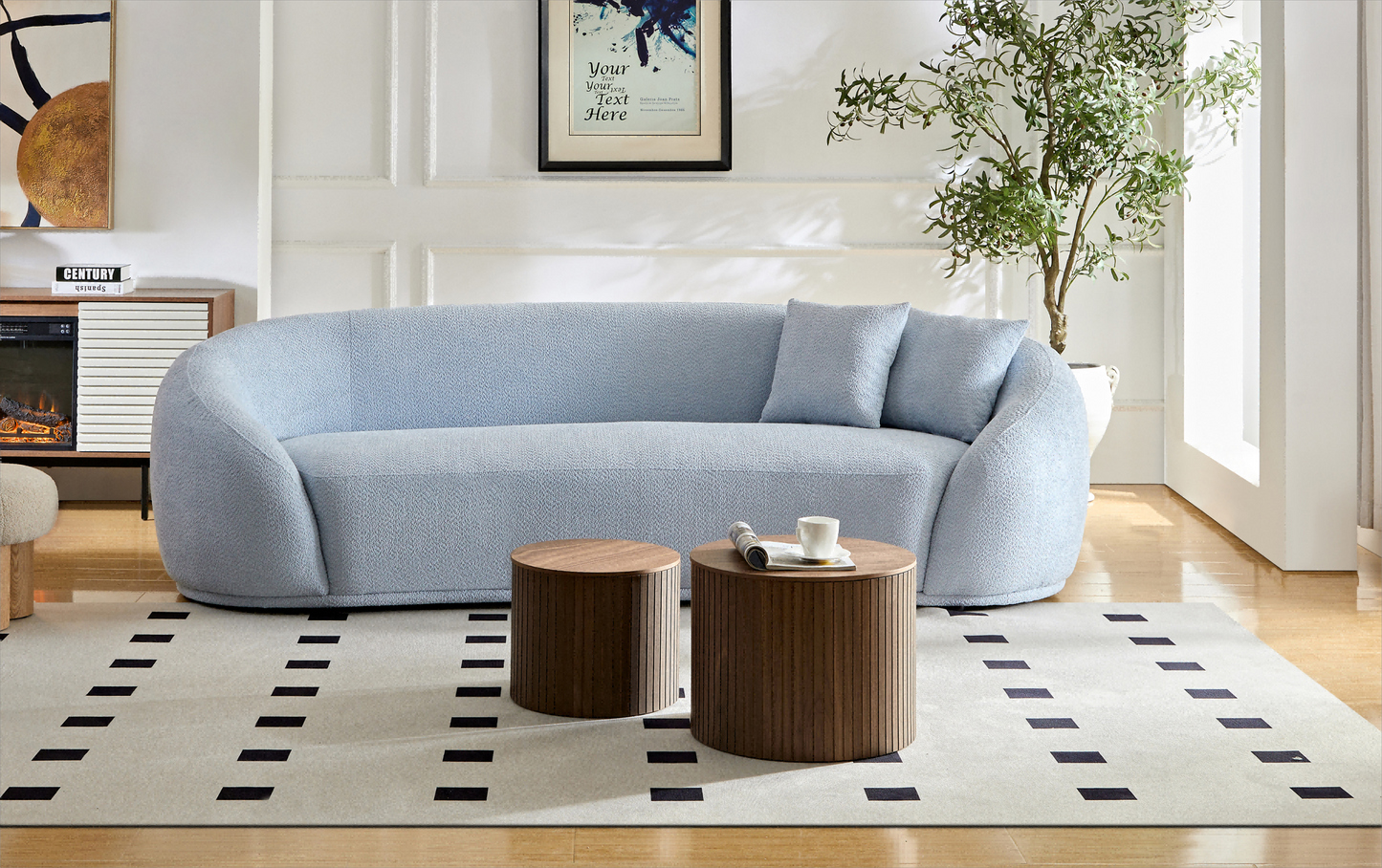 Half Moon Curved Sofa, Sky Blue