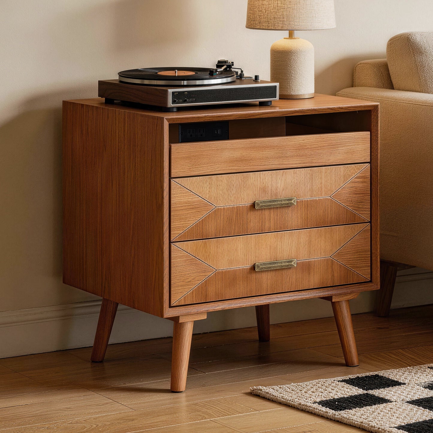 Heritage Charging Nightstand, Oak