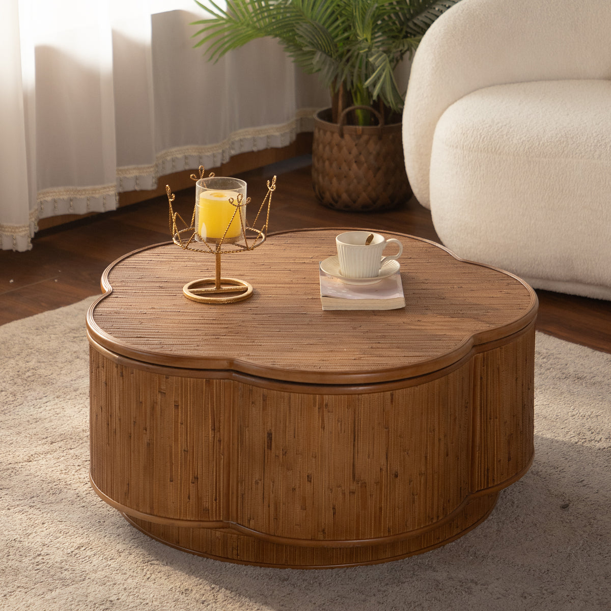 Flora Sculpted Wood Storage Coffee Table