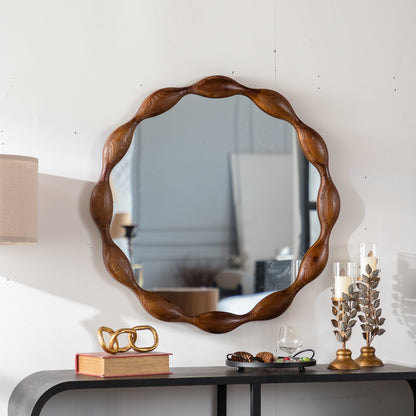 Maison Sculpted Walnut Wall Mirror