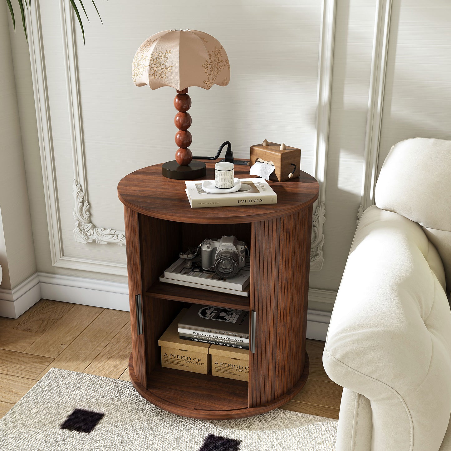 Marlowe Mid-Century Cylinder End Table