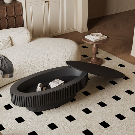 Aveline Oval Coffee Table, Black