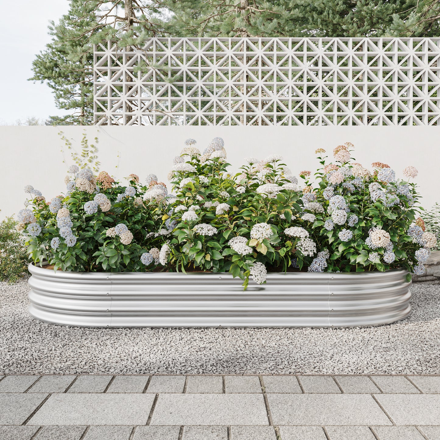 Arbor Oval Galvanized Raised Garden Bed, Silver Finish