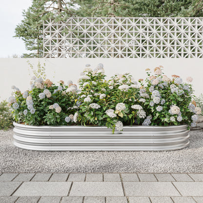 Arbor Oval Galvanized Raised Garden Bed, Silver Finish