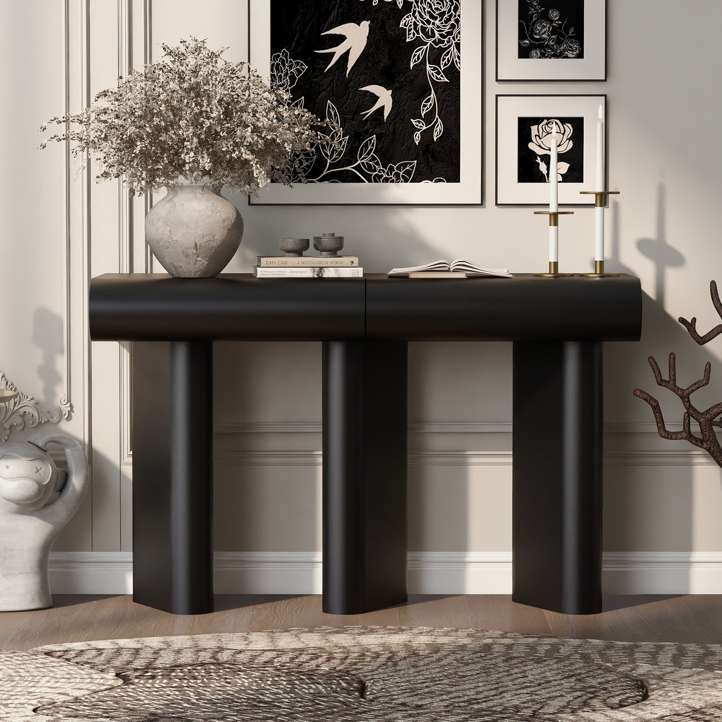 Serra Curved Console Table – Black