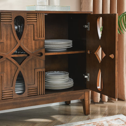 Aven Carved Walnut Sideboard Cabinet