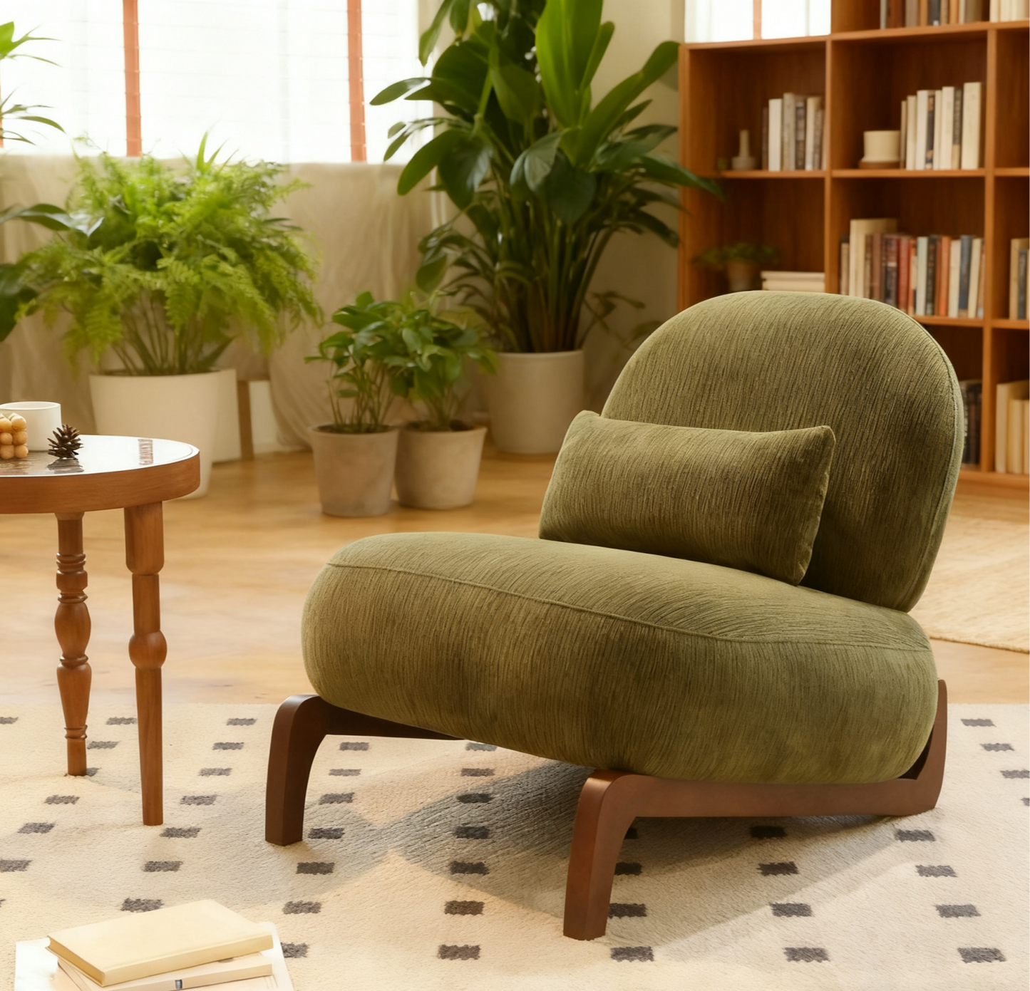 Verdana Curved Accent Chair, Green