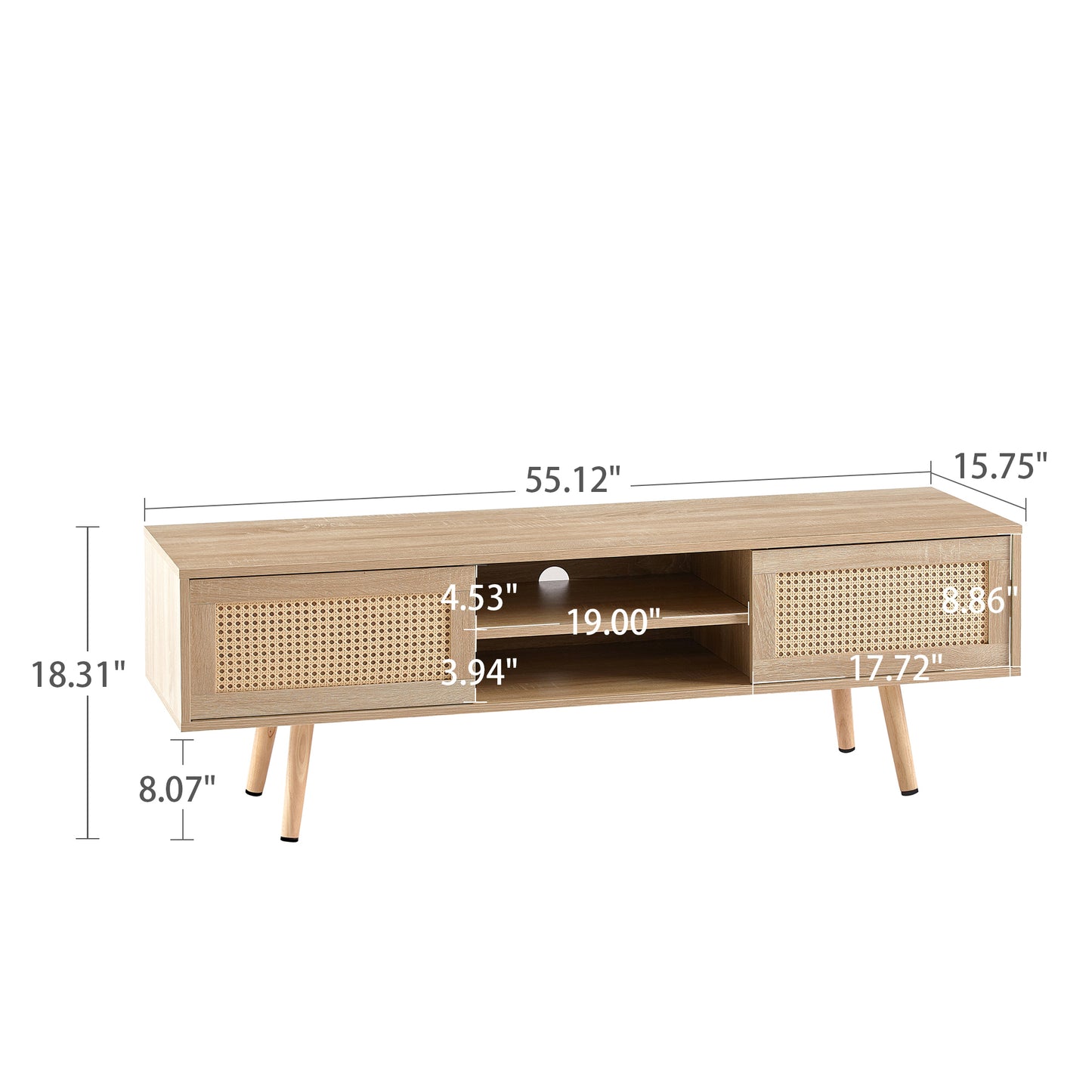 55.12" Rattan Storage TV Console