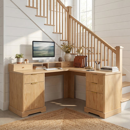 Hollis Fluted L-Shaped Desk
