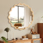 Solid Wood Wavy Round Mirror – 42” Natural Finish
